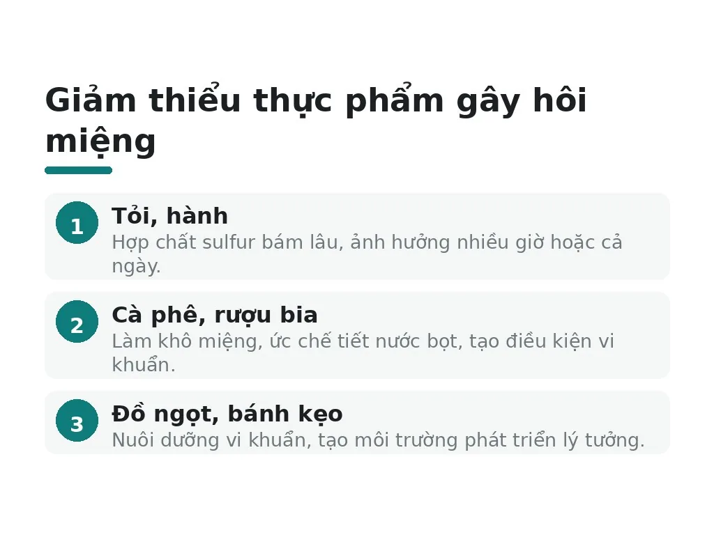 Thực phẩm nào cần hạn chế khi bị hôi miệng?