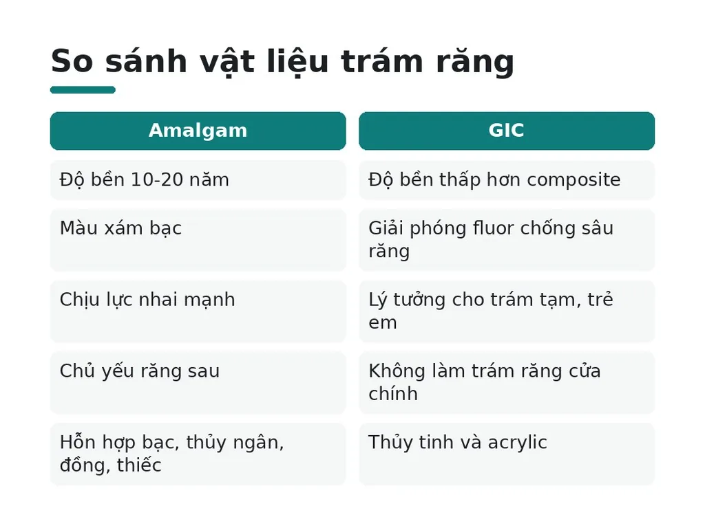 Amalgam, GIC và Inlay/Onlay: các loại khác