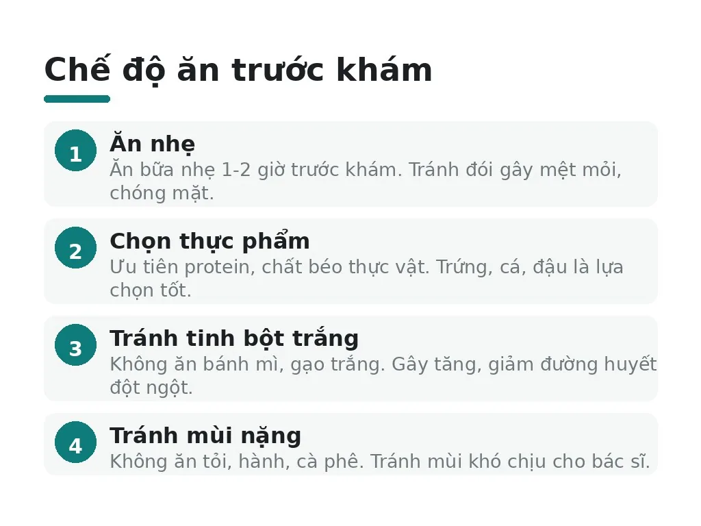 Chuẩn bị chế độ ăn uống trước khám
