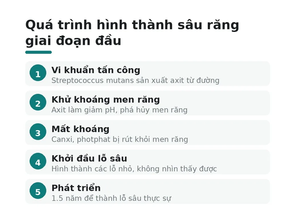 Quá trình hình thành sâu răng giai đoạn đầu
