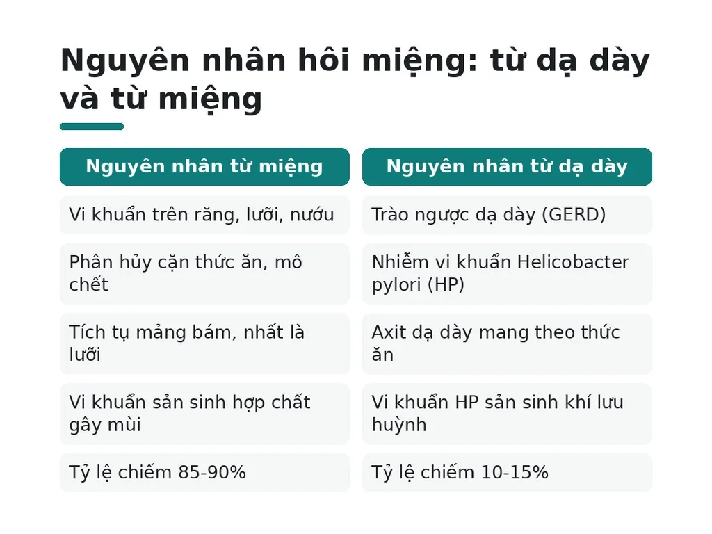 Nguyên nhân hôi miệng: từ dạ dày và từ miệng
