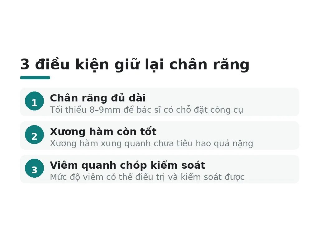 3 điều kiện giữ lại chân răng
