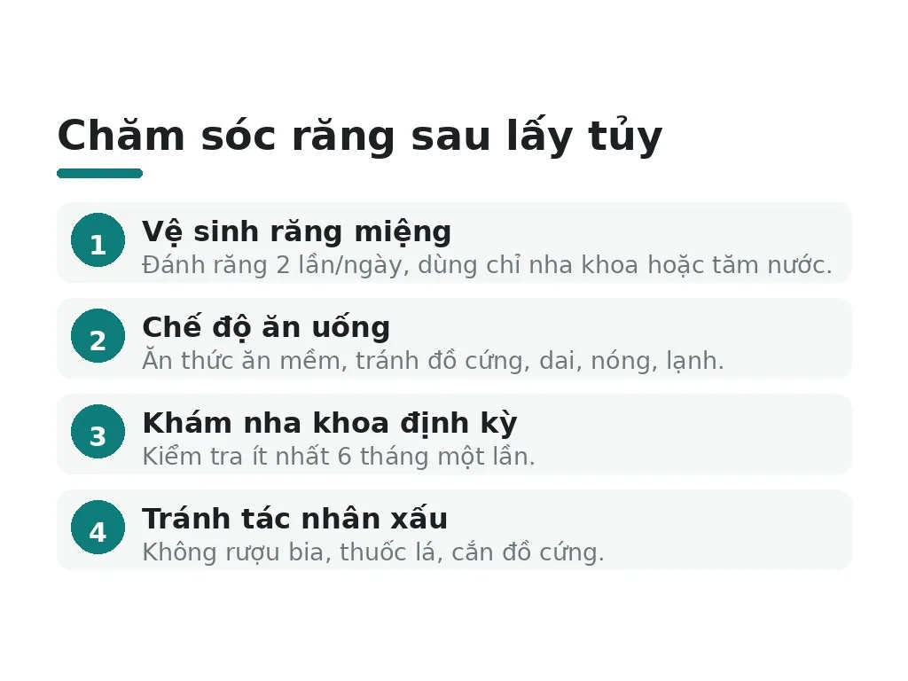 Chăm sóc răng sau lấy tủy để kéo dài tuổi thọ