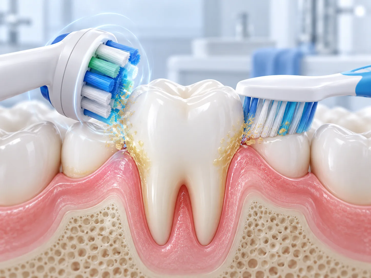 Bàn chải điện hay bàn chải thường làm sạch mảng bám và bảo vệ nướu tốt hơn?